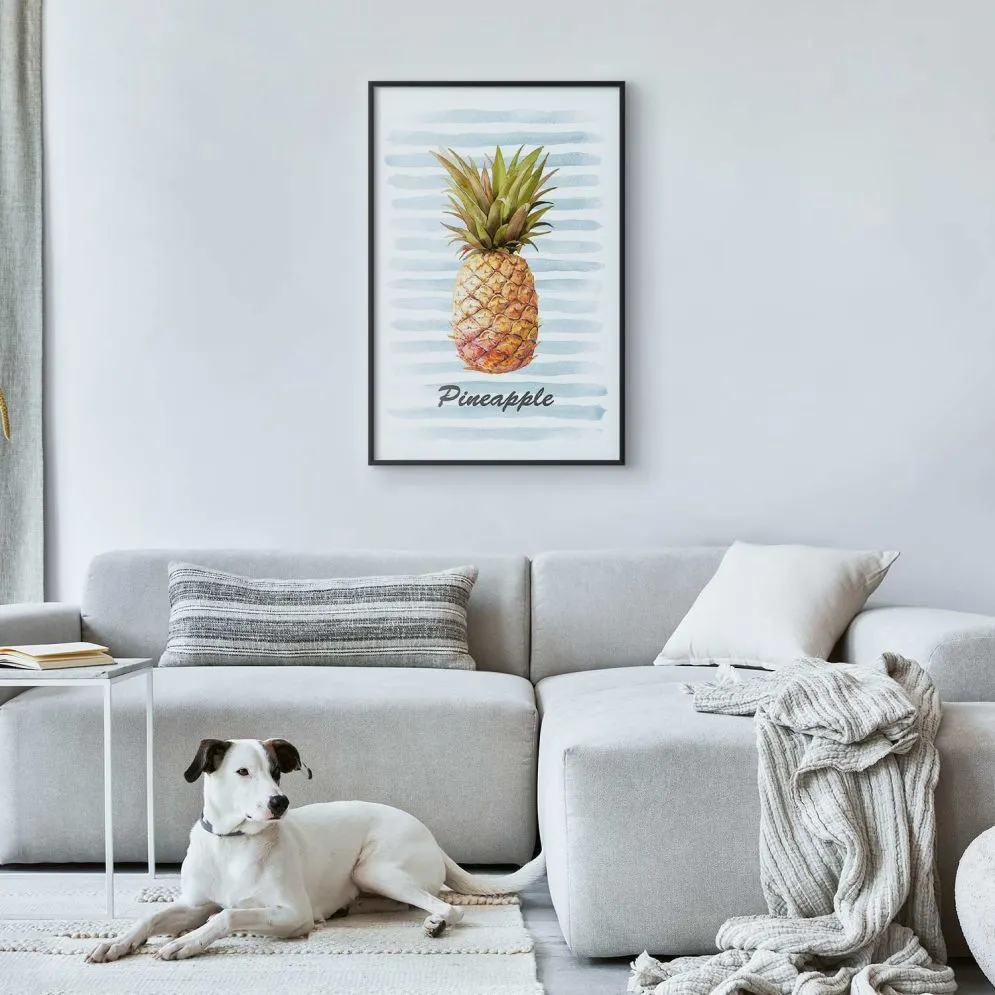 Plakat Ananas i paski 60x90cm z ramą czarną bez marginesu | MIRAT.  kolekcja b-B-0348-ao-a