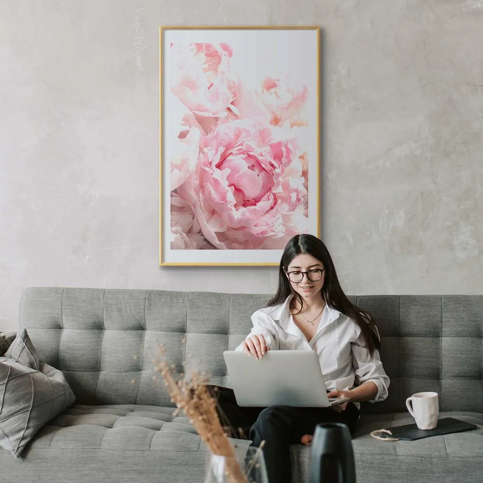 Plakat Nostalgia poranka 21x30 cm z ramą złotą z marginesem | MIRAT.