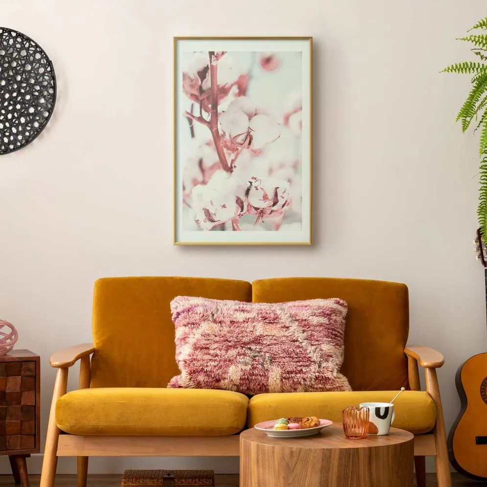 Plakat Bawełna 60x90 cm z ramą złotą z marginesem | MIRAT.