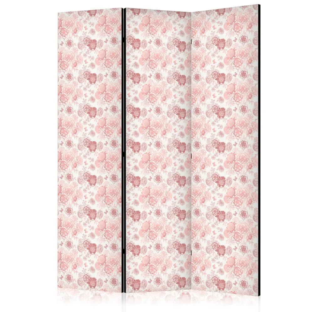 Parawan dwustronny Kwiaty 135x172 cm 3-częściowy beżowy | MIRAT.