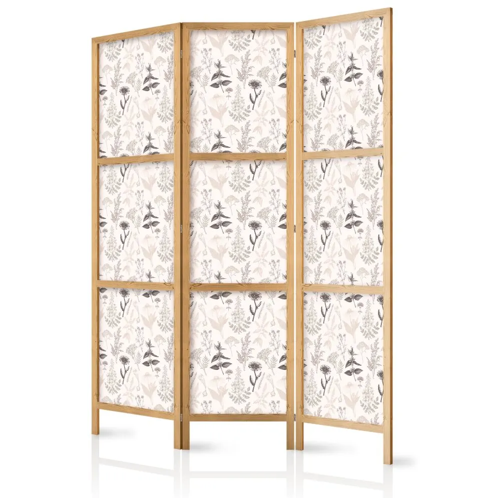 Parawan japoński Kwiaty 135x172 cm 3-częściowy czarny | MIRAT.