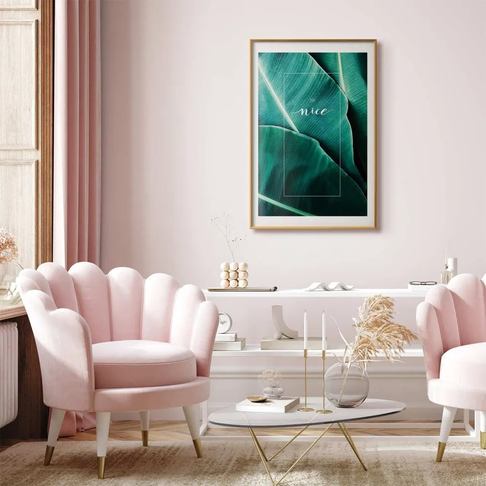 Plakat Be nice 21x30 cm z ramą złotą z marginesem | MIRAT.