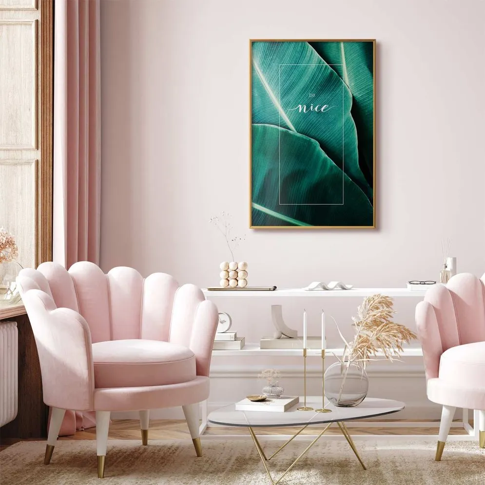 Plakat Be nice 29,7x42 cm z ramą złotą bez marginesu | MIRAT.