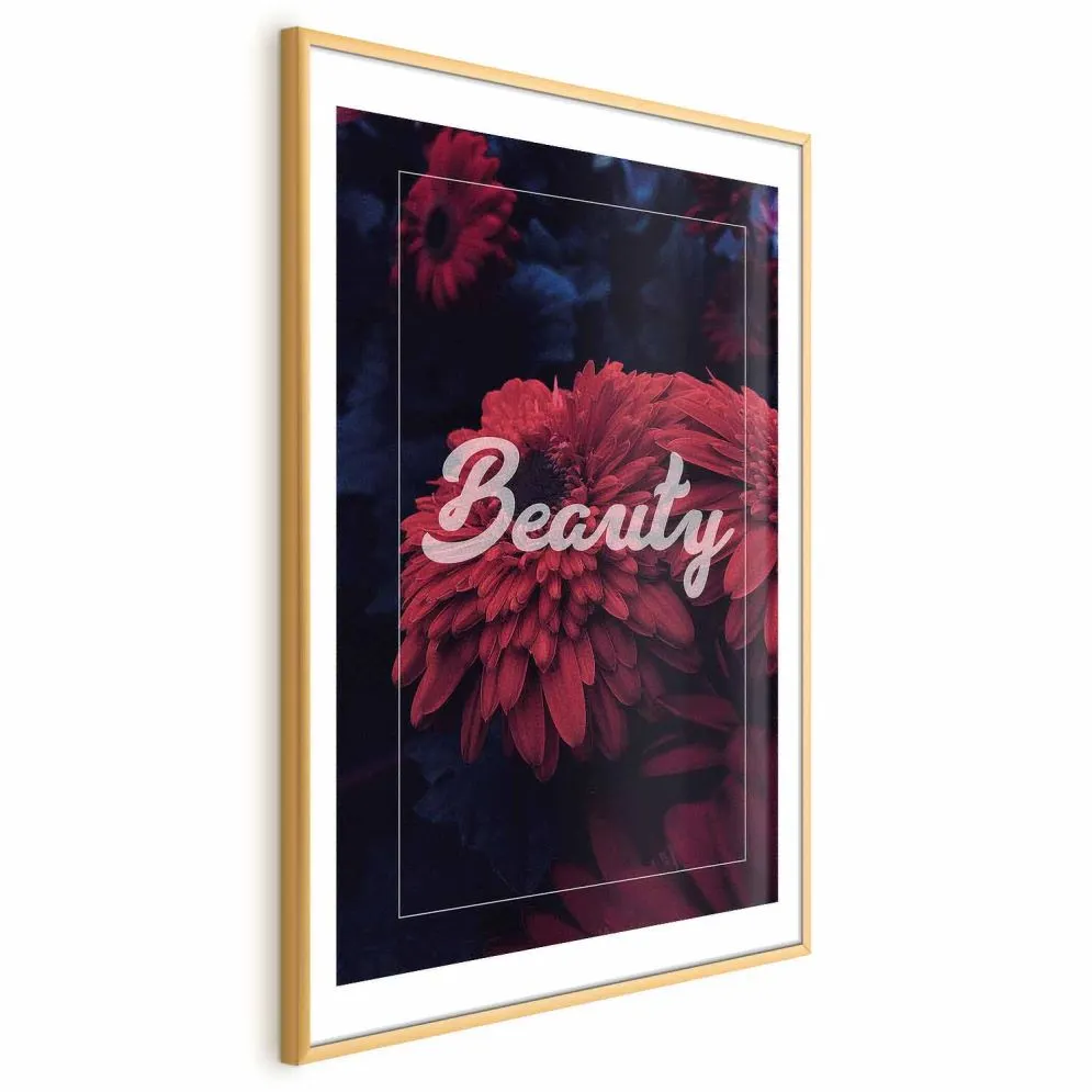 Plakat Biały koń 21x30 cm z ramą złotą bez marginesu | MIRAT.