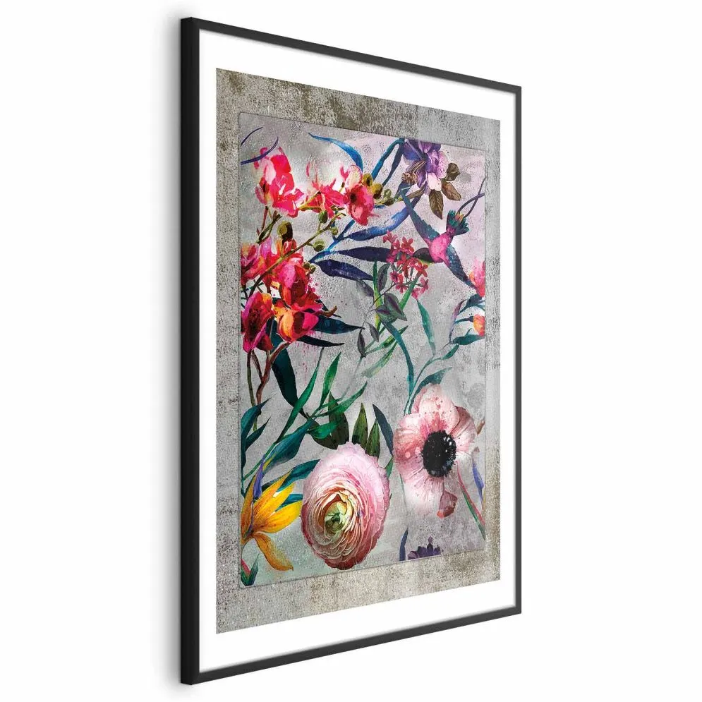 Plakat Rustykalne kwiaty 29,7x42 cm z ramą czarną z marginesem | MIRAT.