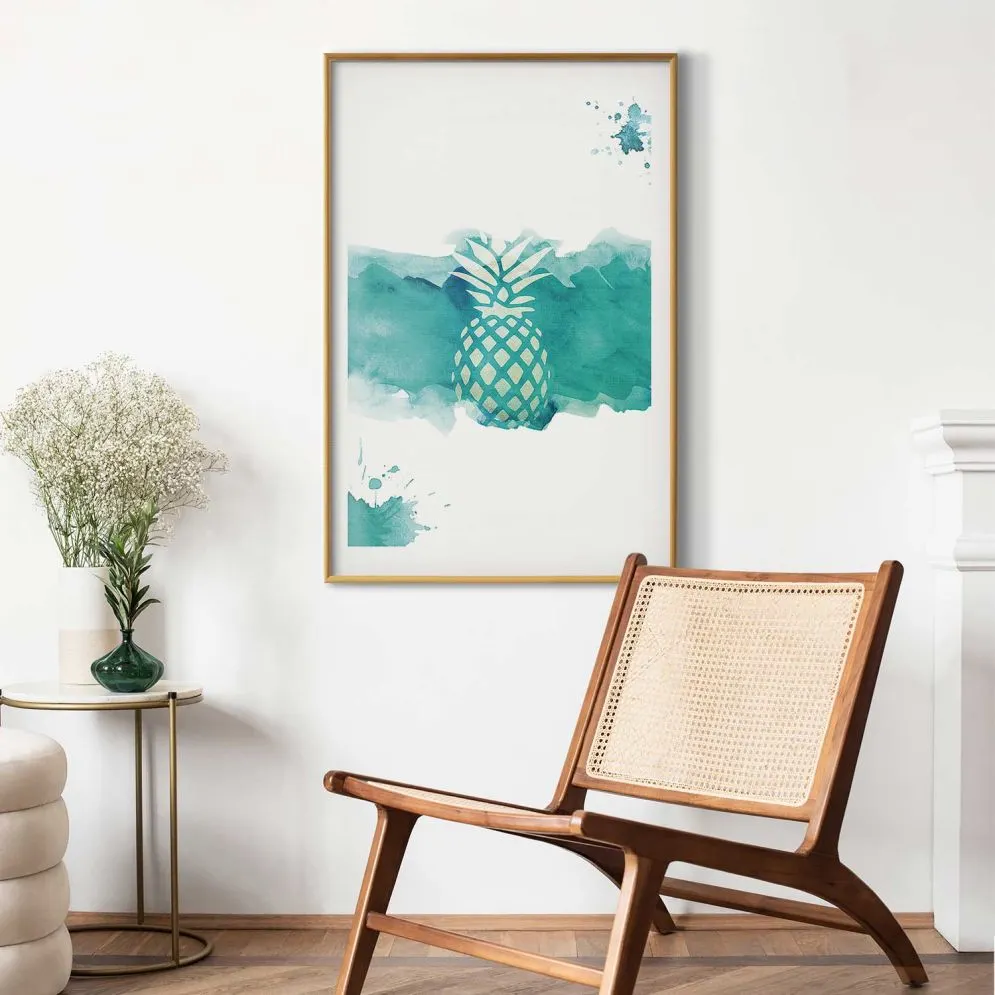 Plakat Ananas 60x90cm z ramą złotą z marginesem | MIRAT.  kolekcja b-C-0288-ao-a