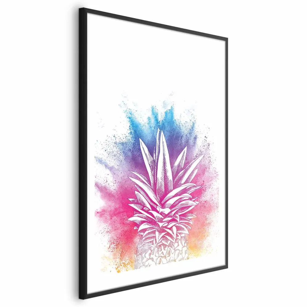 Plakat Kolorowy ananas 60x90 cm z ramą czarną z marginesem | MIRAT.