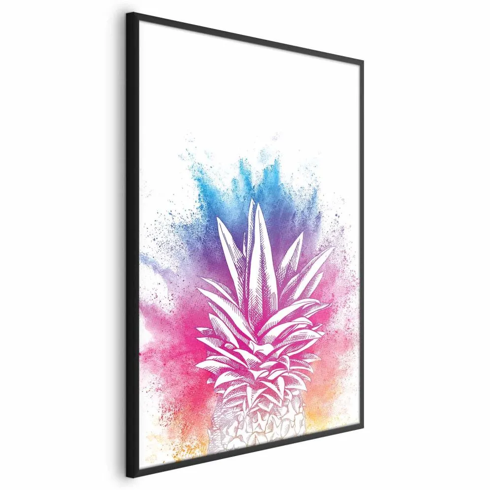 Plakat Kolorowy ananas 60x90 cm z ramą czarną bez marginesu | MIRAT.