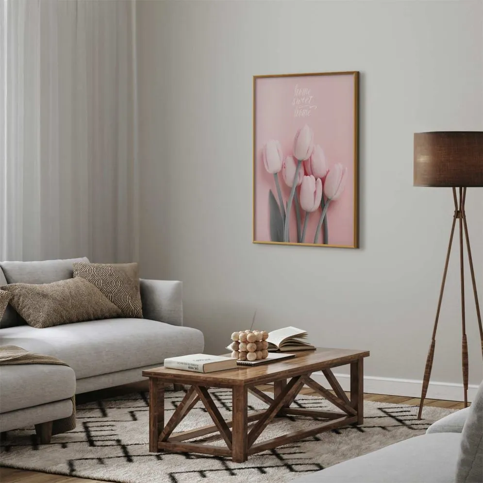 Plakat Sześć tulipanów 29,7x42 cm z ramą złotą bez marginesu | MIRAT.