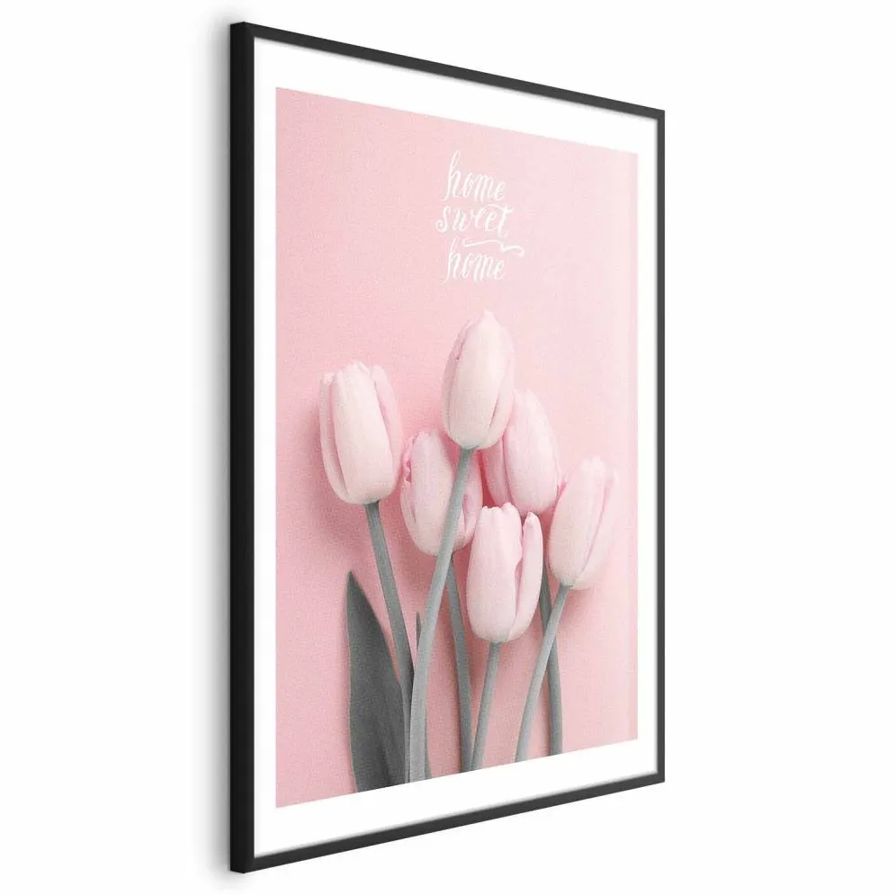 Plakat Sześć tulipanów 21x30 cm z ramą czarną z marginesem | MIRAT.
