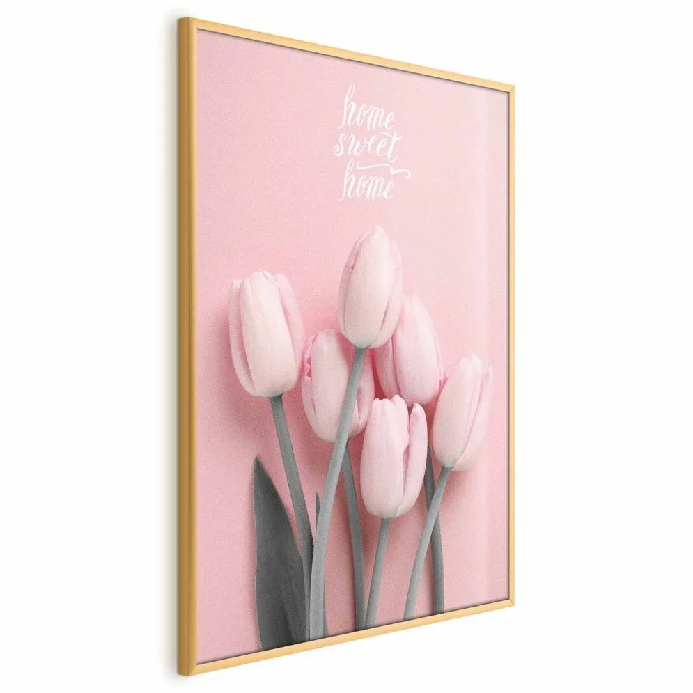 Plakat Sześć tulipanów 29,7x42 cm z ramą złotą bez marginesu | MIRAT.