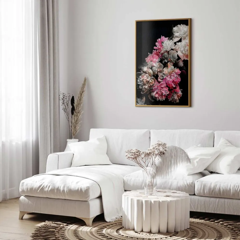 Plakat Bukiet w mroku 21x30 cm z ramą złotą bez marginesu | MIRAT.