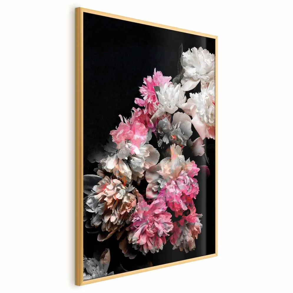 Plakat Bukiet w mroku 21x30 cm z ramą złotą bez marginesu | MIRAT.