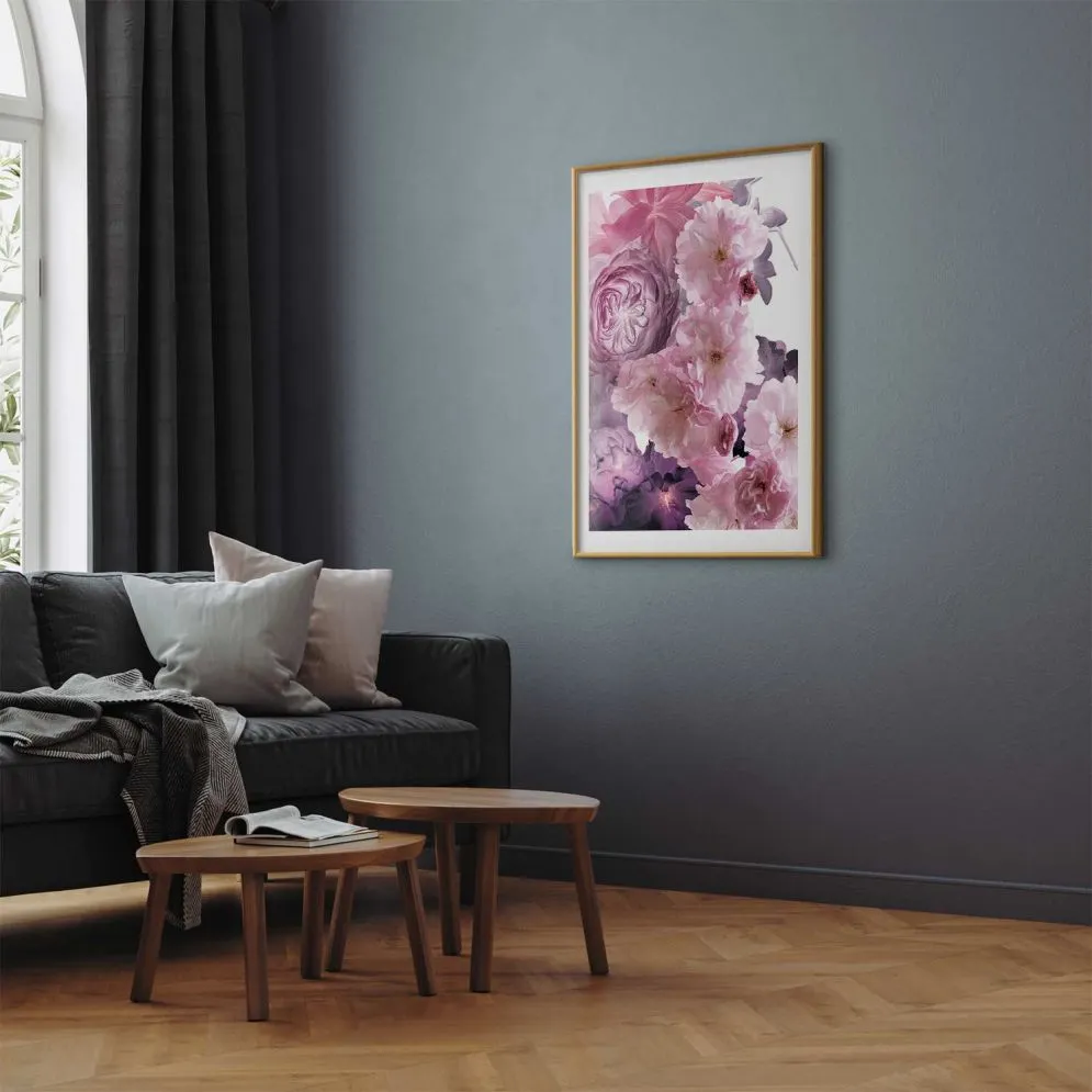 Plakat Wachlarz kwiatów 40x60 cm z ramą złotą z marginesem | MIRAT.