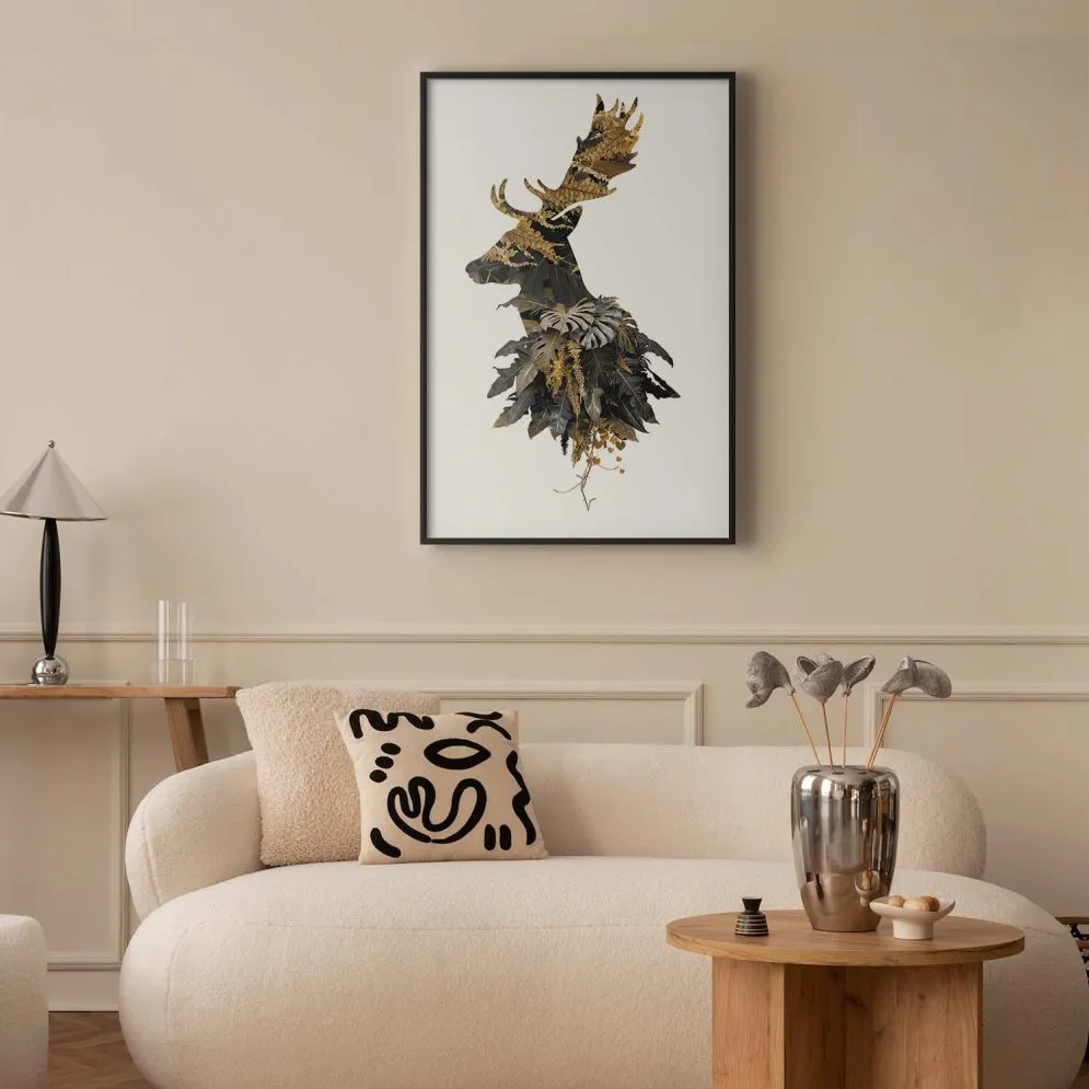 Plakat Leśny jeleń 60x90 cm z ramą czarną bez marginesu | MIRAT.