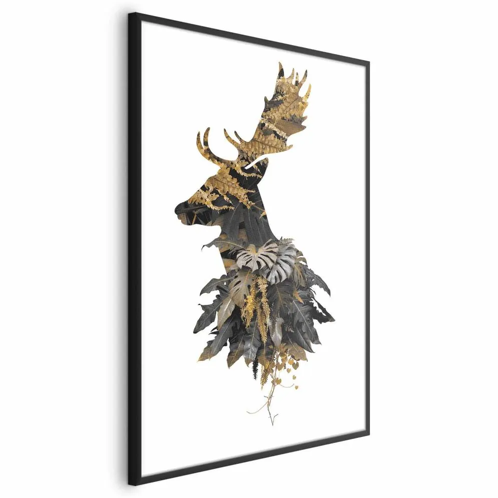 Plakat Leśny jeleń 60x90 cm z ramą czarną bez marginesu | MIRAT.