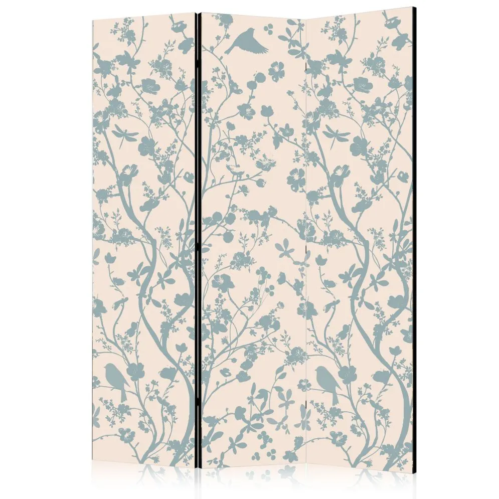 Parawan dwustronny Kwiaty 135x172 cm 3-częściowy beżowy | MIRAT.