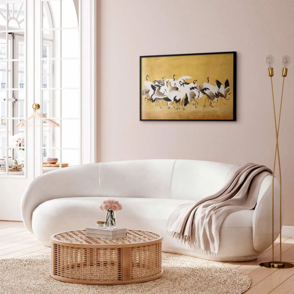 Plakat Japońskie żurawie 30x21 cm z ramą czarną bez marginesu | MIRAT.