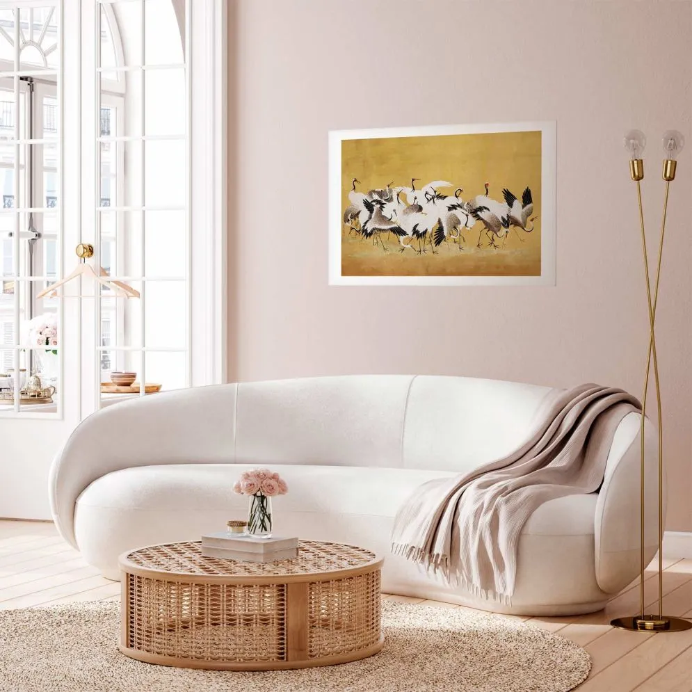 Plakat Japońskie żurawie 90x60 cm bez ramy z marginesem | MIRAT.