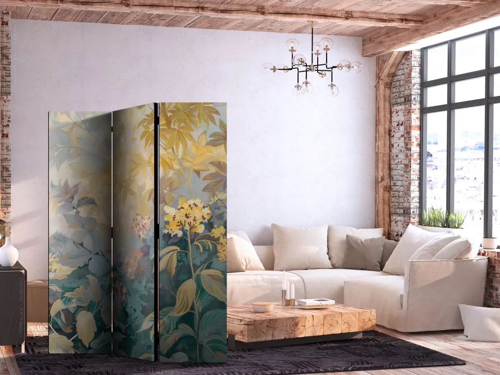 Parawan akustyczny Kwiaty 135x172 cm 3-częściowy szary | MIRAT.