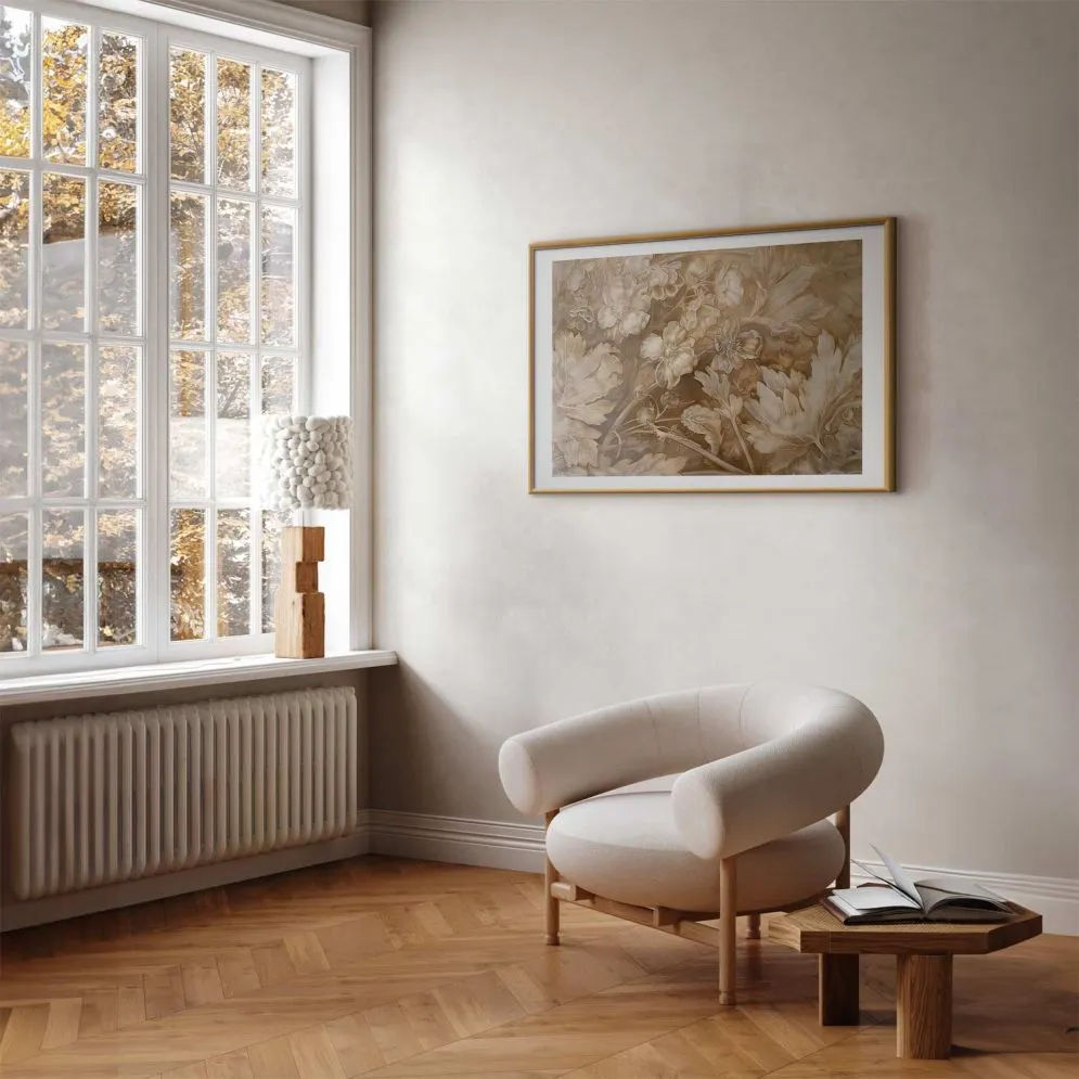 Plakat Ornamenty roślinno-kwiatowe 42x29,7 cm z ramą złotą z marginesem | MIRAT.