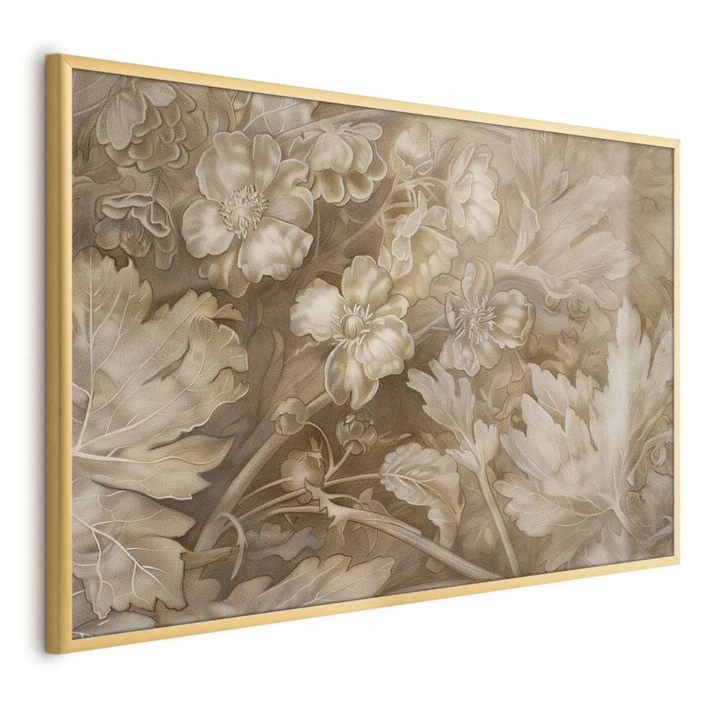 Plakat Ornamenty roślinno-kwiatowe 30x21 cm z ramą złotą bez marginesu | MIRAT.