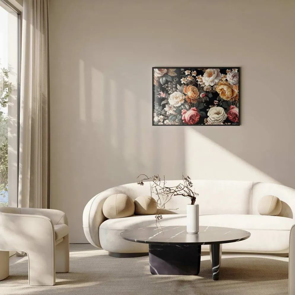 Plakat Kolorowe kwiaty 30x21 cm z ramą czarną bez marginesu | MIRAT.