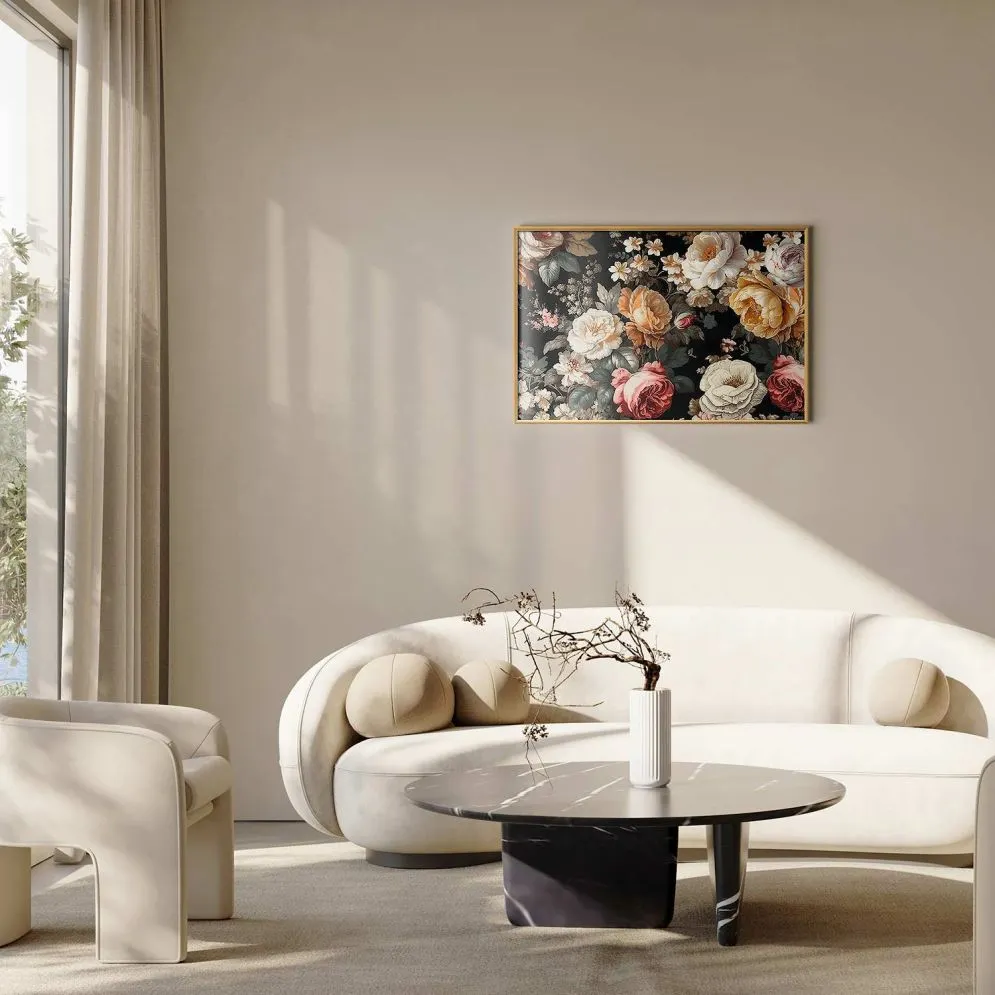 Plakat Kolorowe kwiaty 60x40 cm z ramą złotą bez marginesu | MIRAT.