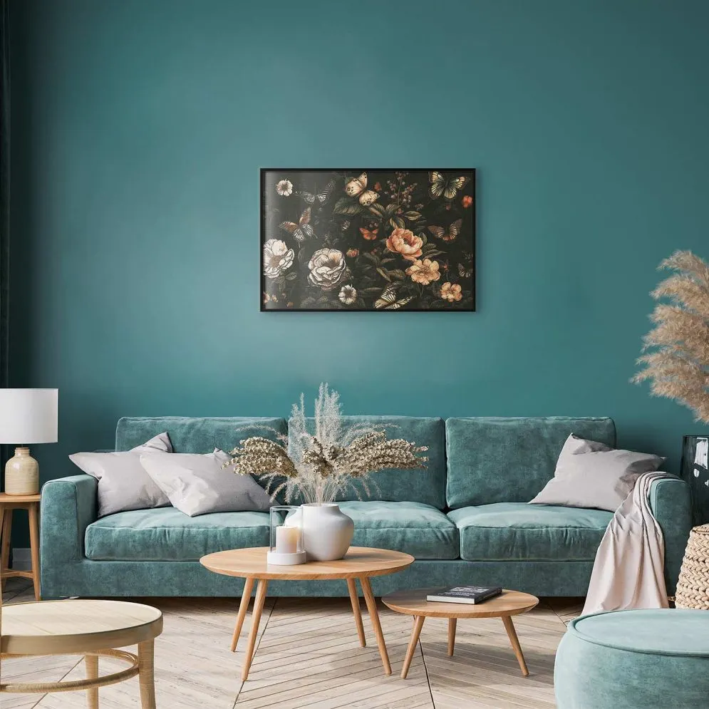 Plakat Rustykalny ogród 90x60 cm z ramą czarną bez marginesu | MIRAT.