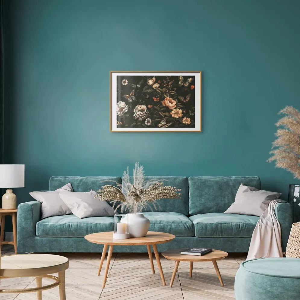 Plakat Rustykalny ogród 60x40 cm z ramą złotą z marginesem | MIRAT.