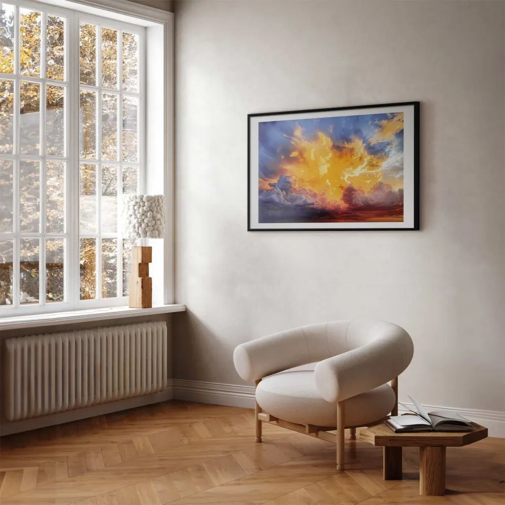 Plakat Zachód słońca 60x40 cm z ramą czarną z marginesem | MIRAT.