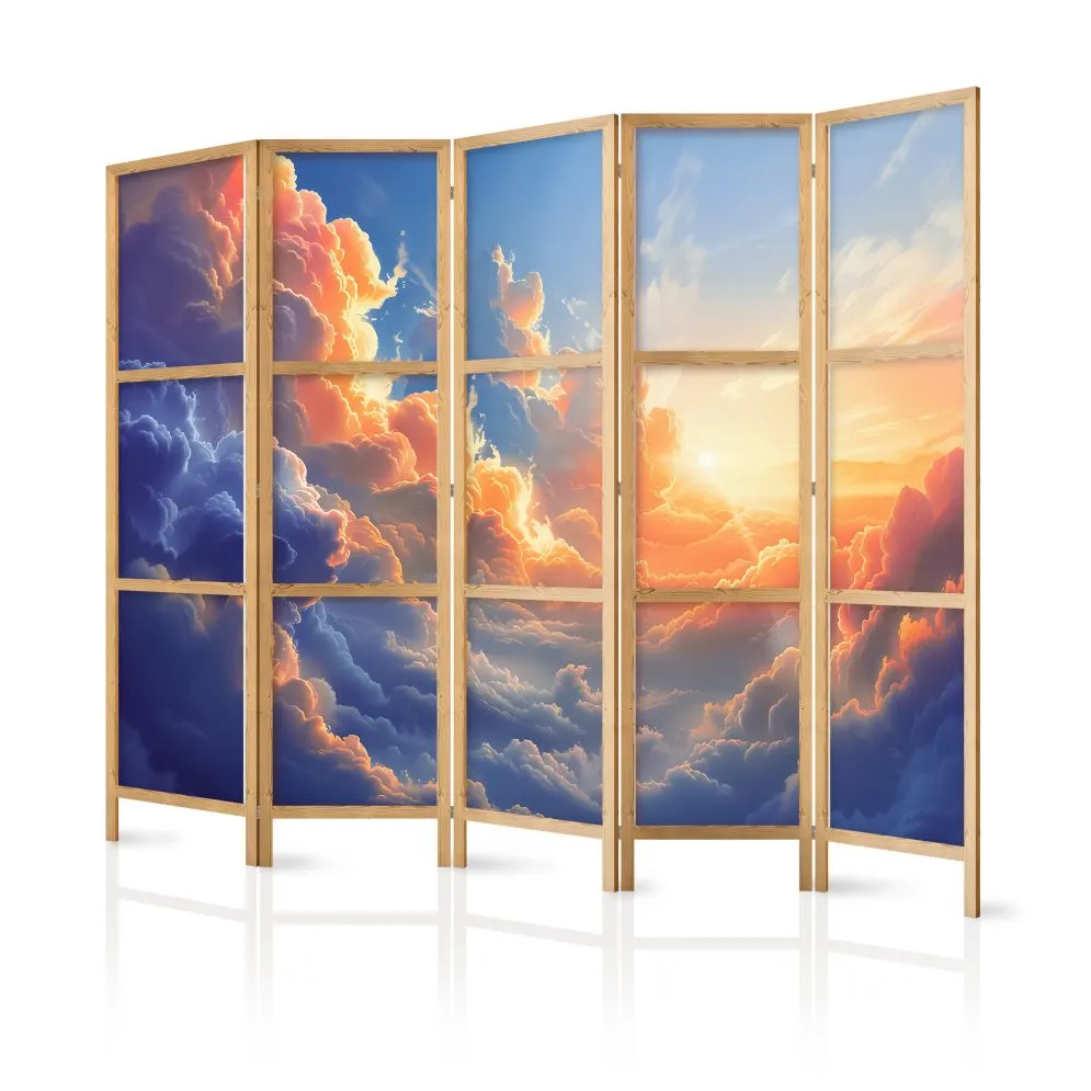 Parawan japoński Tła i desenie 225x172 cm 5-częściowy szary | MIRAT.