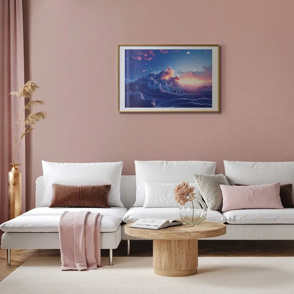 Plakat Nocne góry 60x40 cm z ramą złotą z marginesem | MIRAT.