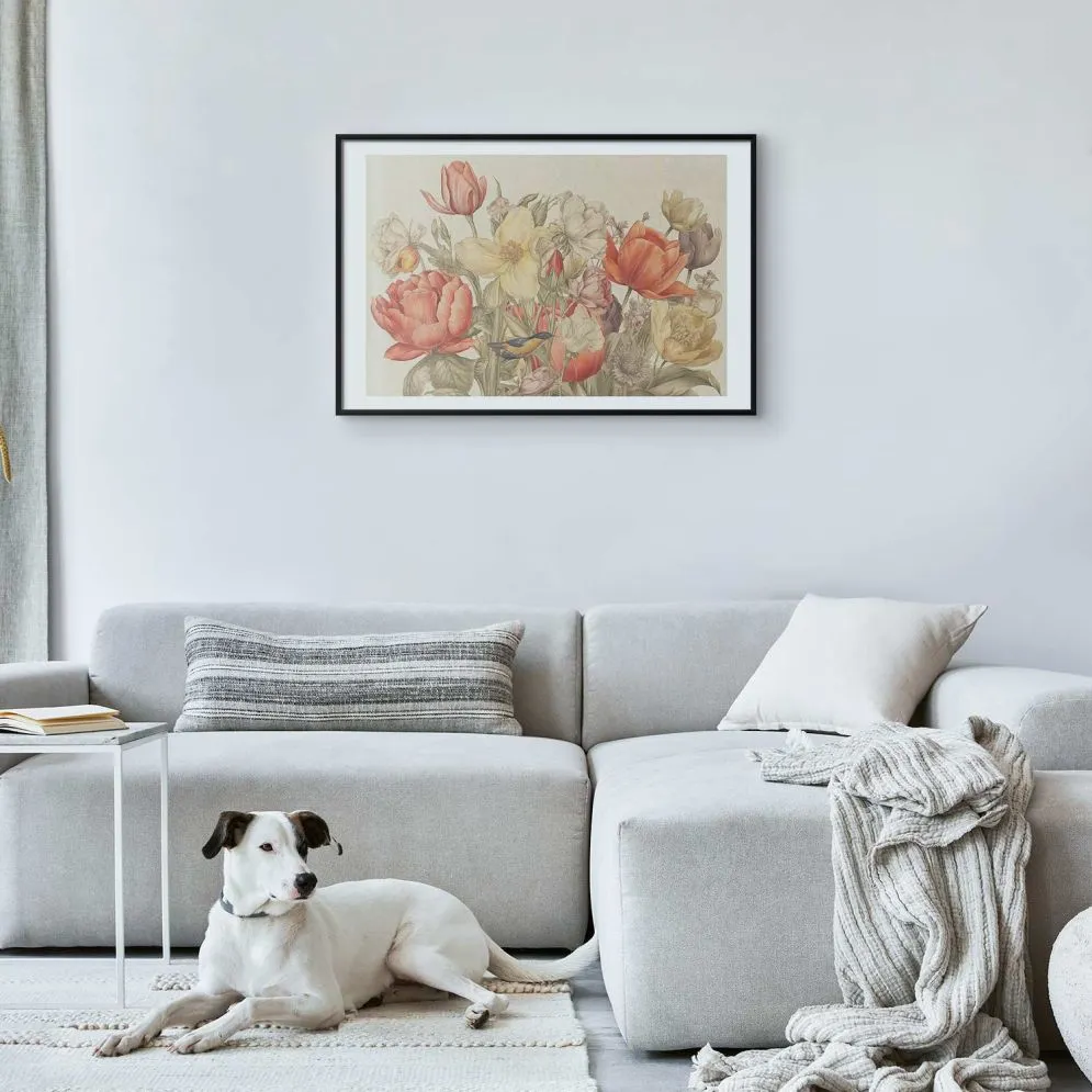 Plakat Bukiet 90x60 cm z ramą czarną z marginesem | MIRAT.