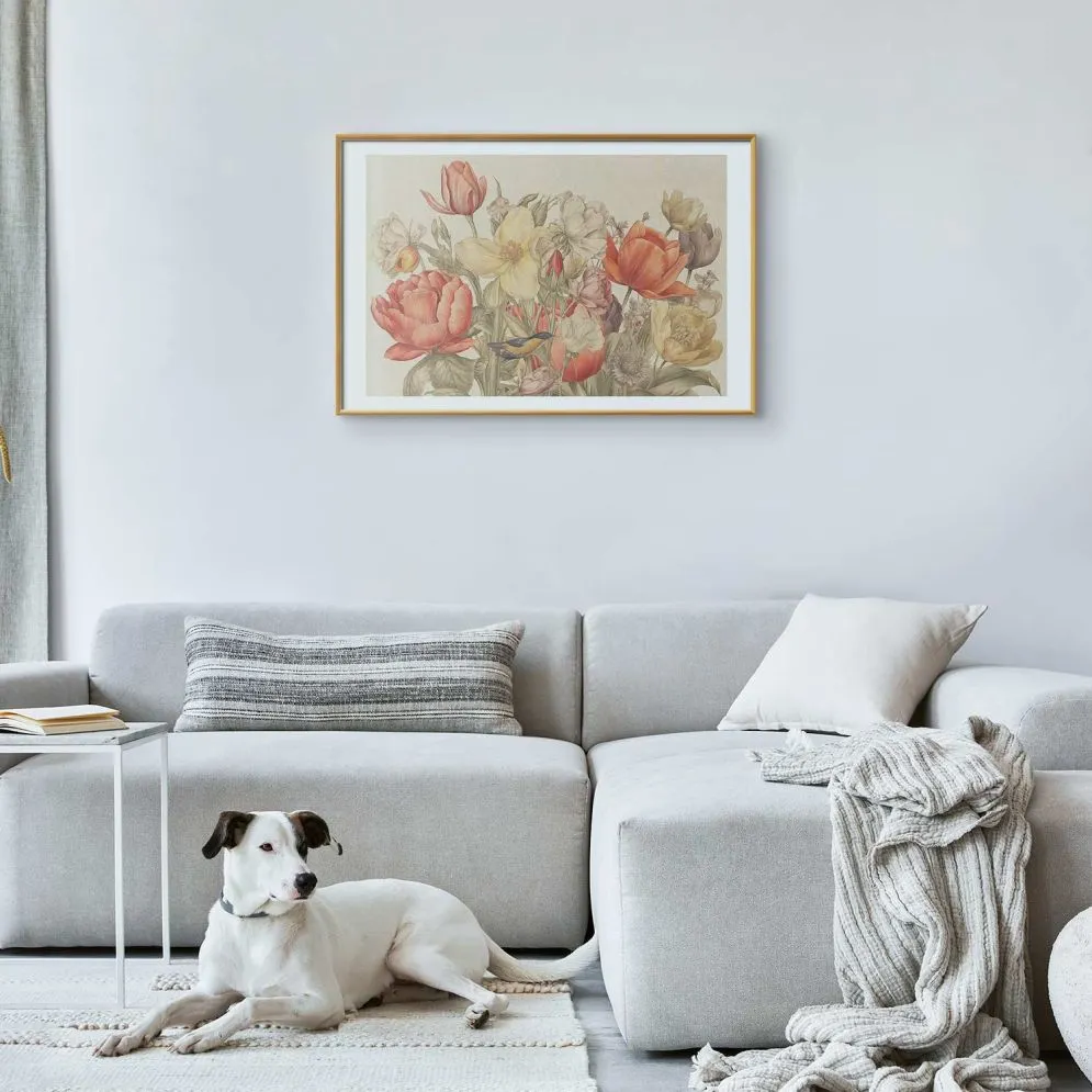 Plakat Bukiet 90x60 cm z ramą złotą z marginesem | MIRAT.