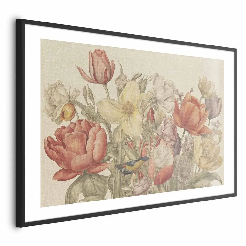 Plakat Bukiet 90x60 cm z ramą czarną z marginesem | MIRAT.