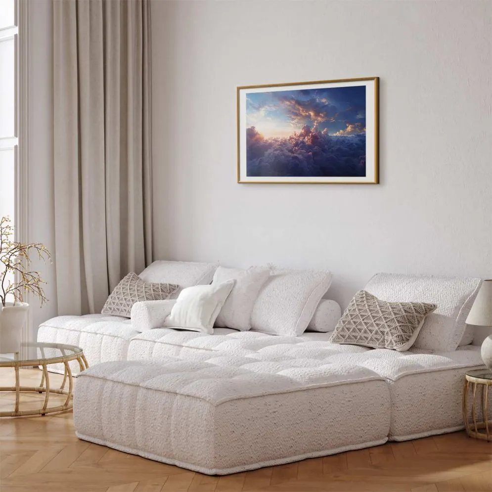 Plakat Słońce w ukryciu 90x60 cm z ramą złotą z marginesem | MIRAT.