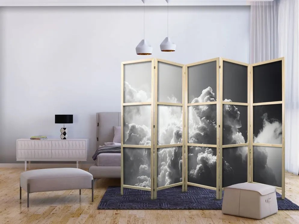 Parawan japoński Tła i desenie 225x172 cm 5-częściowy szary | MIRAT.