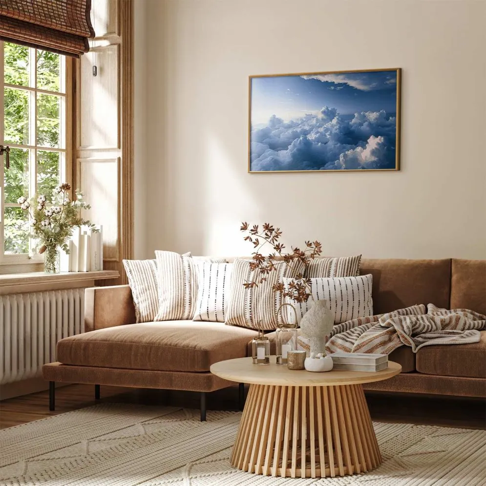 Plakat Podniebne pejzaże 90x60 cm z ramą złotą bez marginesu | MIRAT.