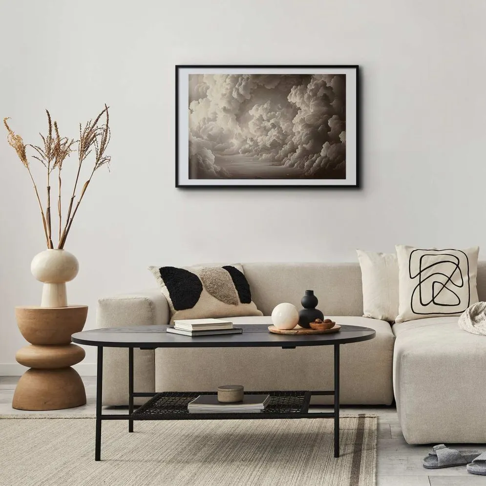 Plakat Miękka gra światła 30x21 cm z ramą czarną z marginesem | MIRAT.