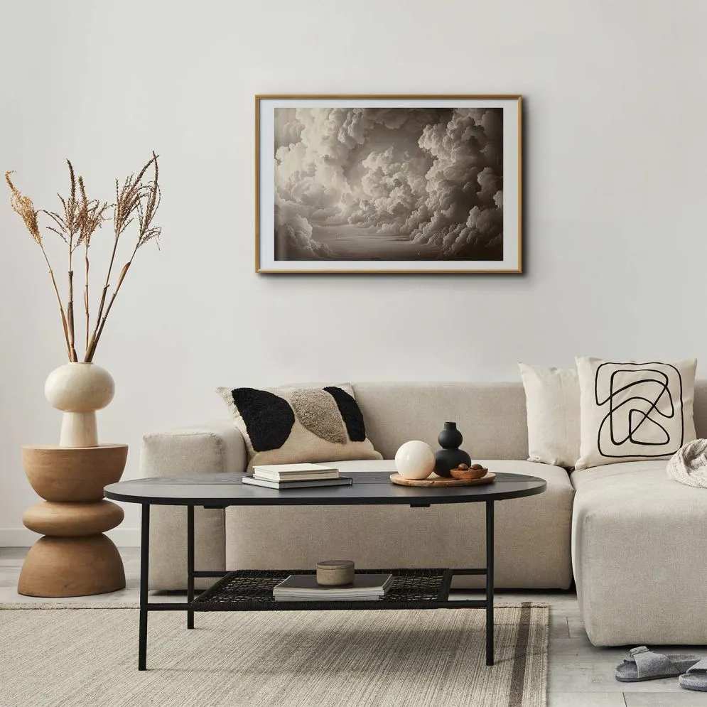 Plakat Miękka gra światła 60x40 cm z ramą złotą z marginesem | MIRAT.