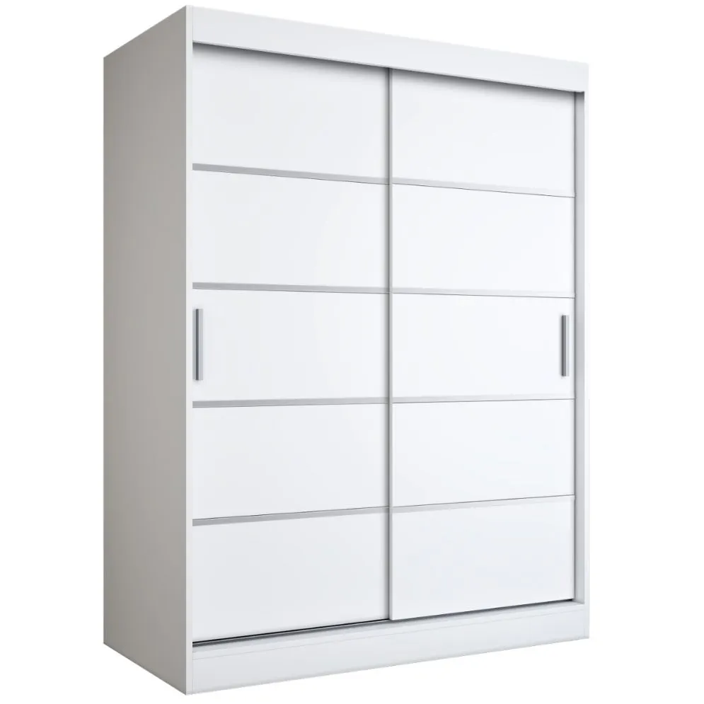 Szafa przesuwna MODUO COMFORT 150 biała mat z ozdobnymi listwami do sypialni | MIRAT. w stylu  kolekcja MODUO COMFORT