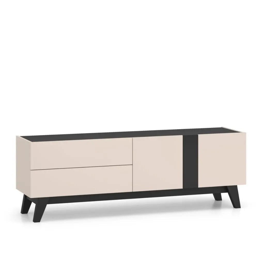 Szafka RTV FRESHION 05 1D2S 160 kaszmirowa/czarna I sklep meblowy MIRAT.  kolekcja FRESHION