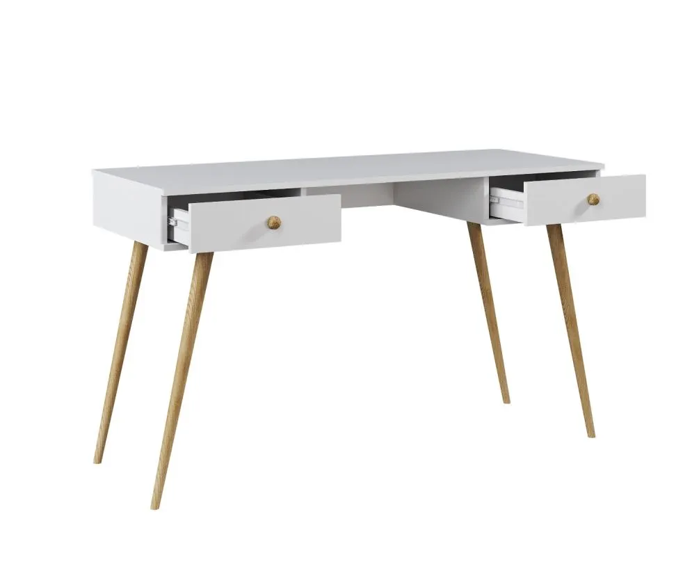 Biurko LEBEL białe mat z szufladami I sklep meblowy MIRAT. styl SKANDYNAWSKI kolekcja LEBEL