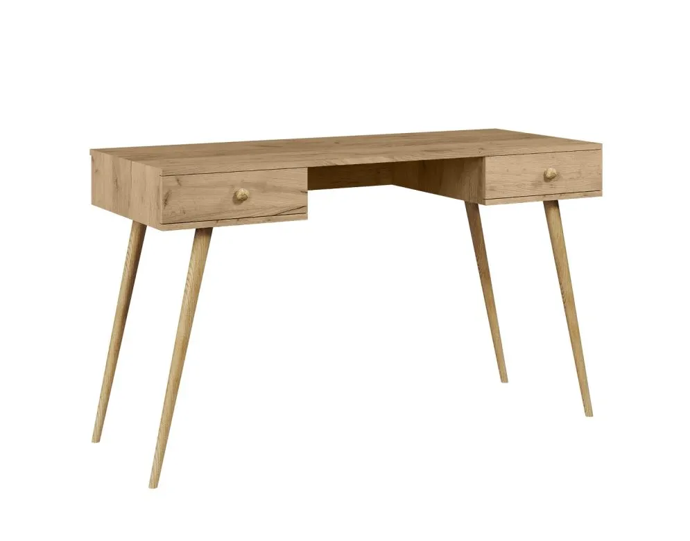Biurko LEBEL dąb craft złoty z dwoma szufladami I sklep meblowy MIRAT. styl SKANDYNAWSKI kolekcja LEBEL