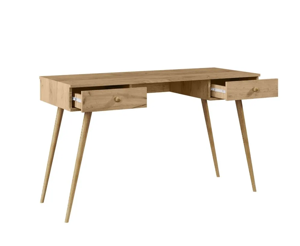 Biurko LEBEL dąb craft złoty z dwoma szufladami I sklep meblowy MIRAT. styl SKANDYNAWSKI kolekcja LEBEL