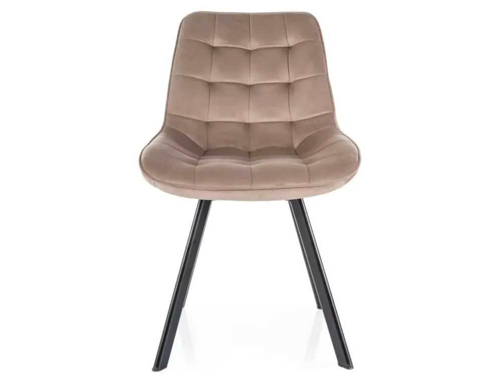 Eleganckie krzesło Monti Velvet beżowe na czarnej podstawie | MIRAT styl LOFT