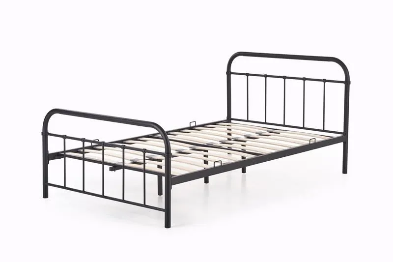 Łóżko LINDA 120x200 czarne metalowe dwuosobowe | MIRAT. styl LOFT