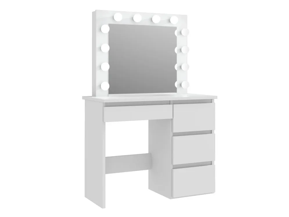 Toaletka ALEKSANDRA 4 biały mat kosmetyczna z oświetleniem LED | MIRAT. w stylu SKANDYNAWSKI kolekcja