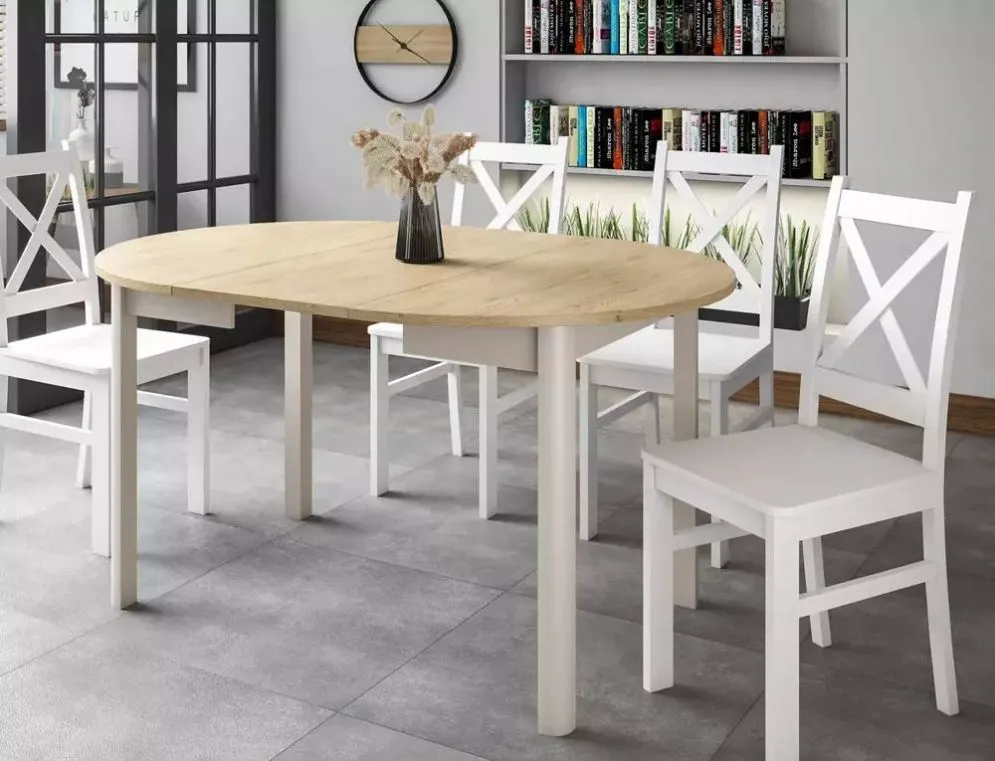 Okrągły stół rozkładany Dante 102(144)x102 cm dąb kaszmir | MIRAT styl SKANDYNAWSKI